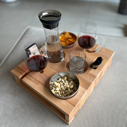 Luxury Wooden Couch Armrest Tray Table for Drinks, Snacks & Remote Control