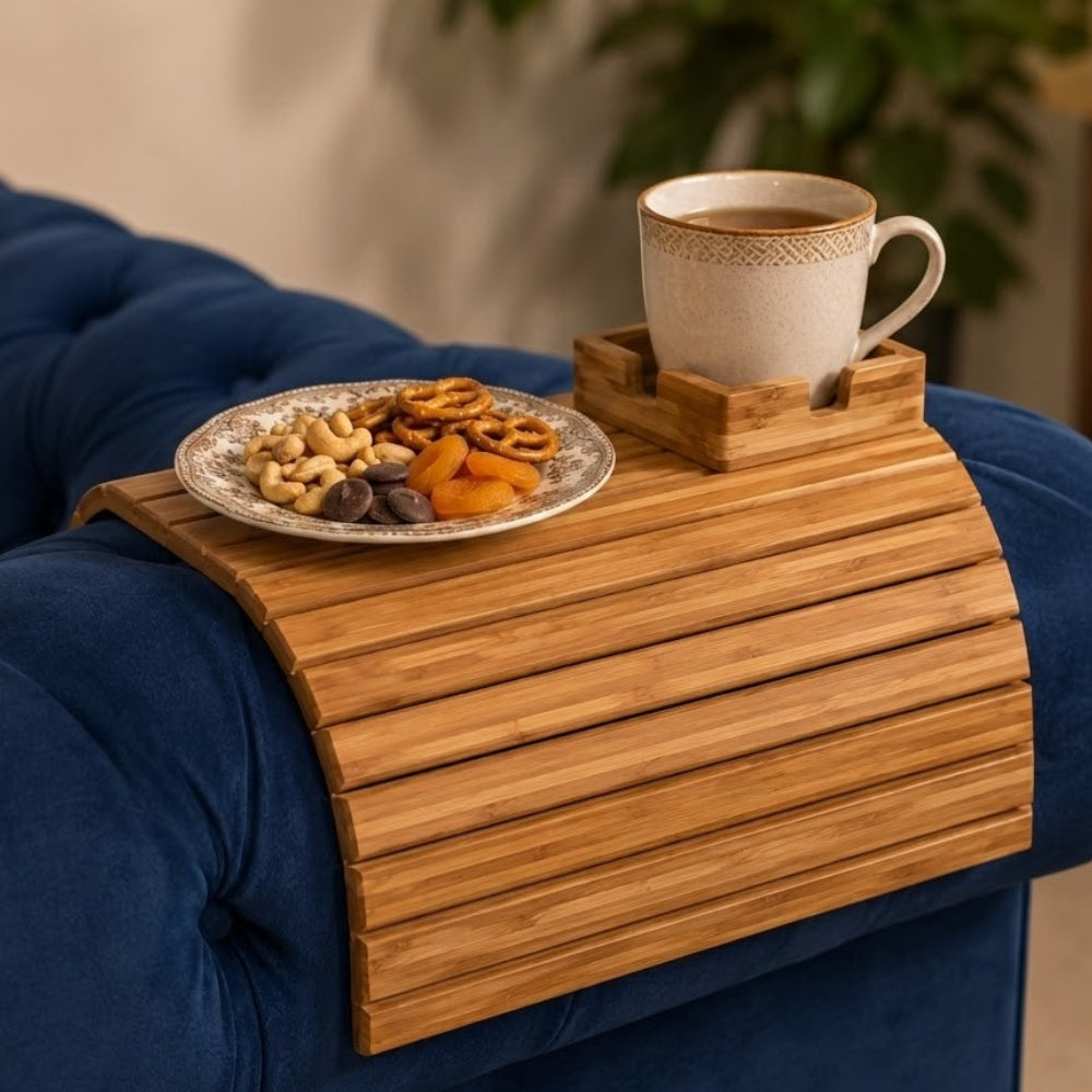 Bamboo Cup Holder Foldable Tray