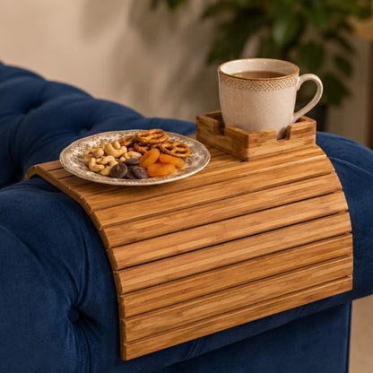 Bamboo Cup Holder Foldable Tray