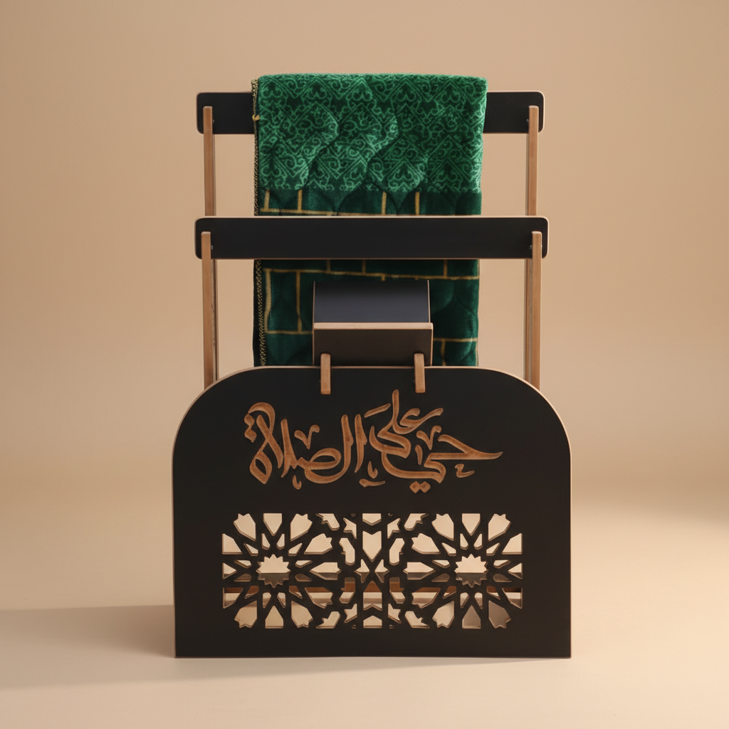Salah Organizer – Prayer Mat with Quran Stand
