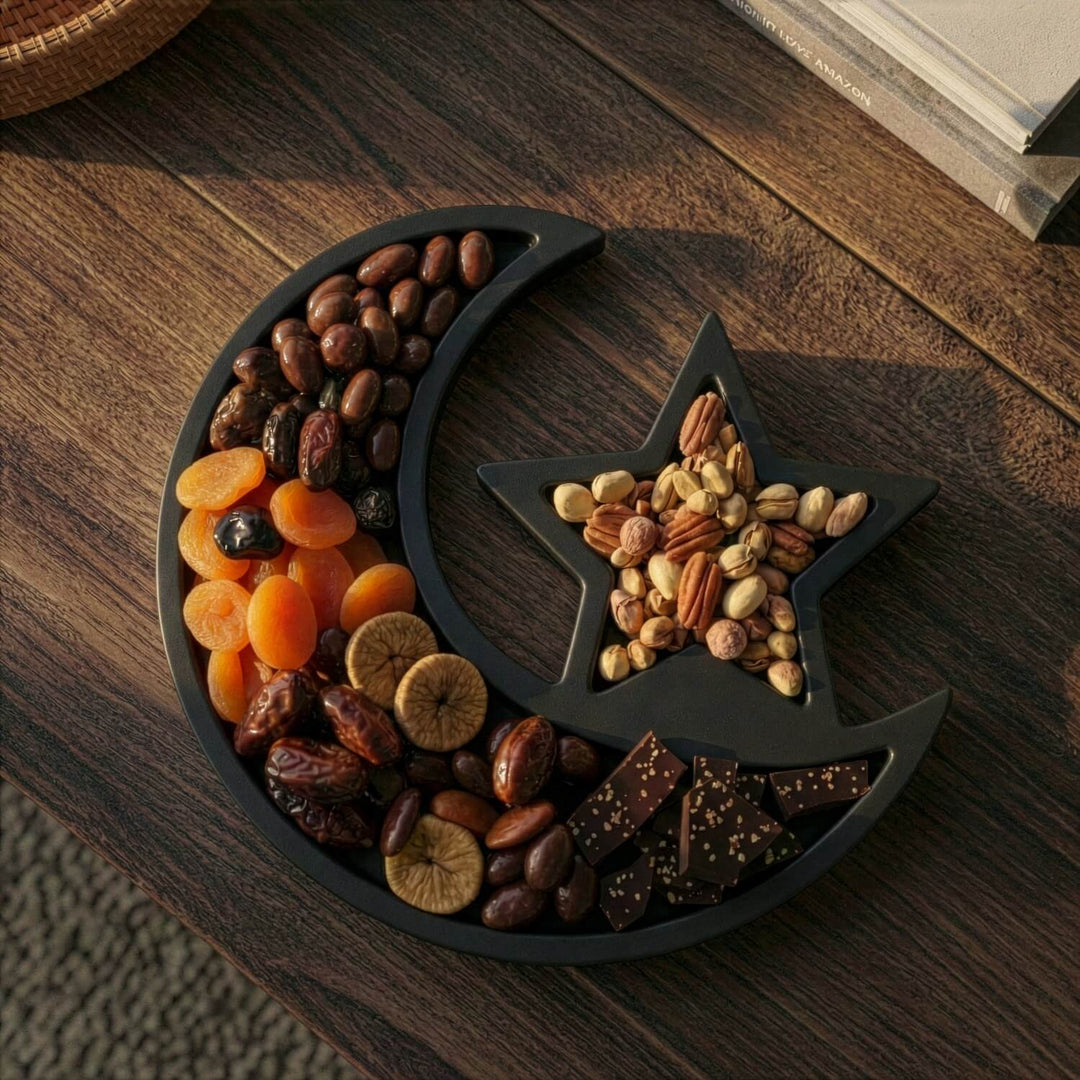Crescent Moon & Star Serving Platter Ramadan Date Tray