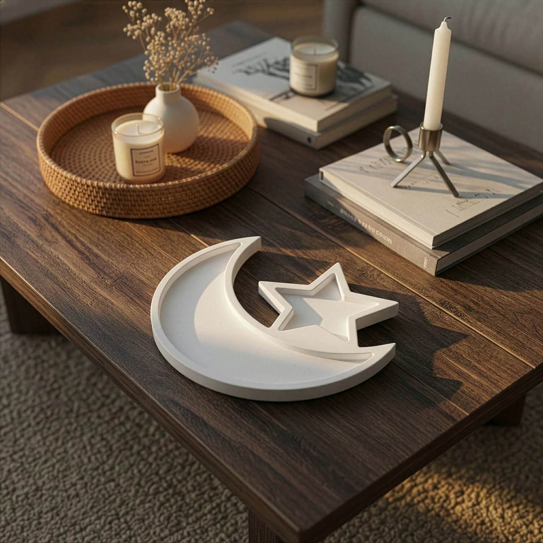 Crescent Moon & Star Serving Platter Ramadan Date Tray