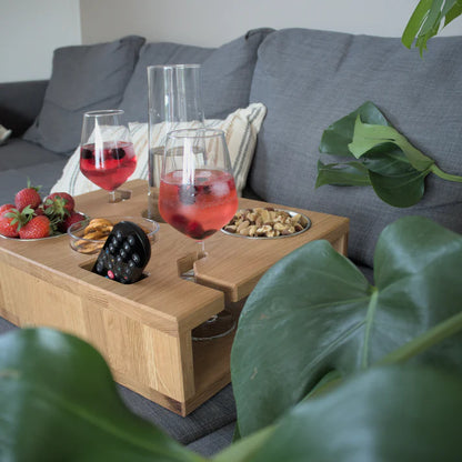 Luxury Wooden Couch Armrest Tray Table for Drinks, Snacks & Remote Control