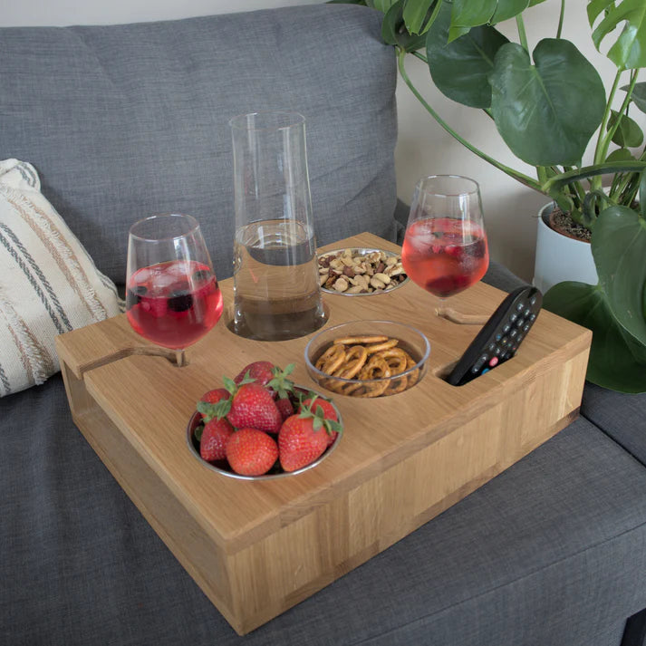 Luxury Wooden Couch Armrest Tray Table for Drinks, Snacks & Remote Control
